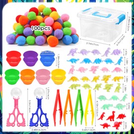 ZhowHoHo 171 Pcs Dinosaur Sensory Bin Filler Sensory Bin Item Fine Motor Toys Counting Sorting Acrylic Dinosaur Toys Preschool Toddler Counting Toys for Preschool Education Activities