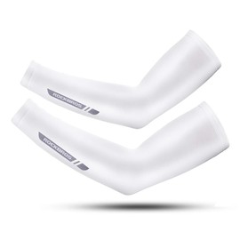 ROCKBROS Arm Cover, Men's, Cold Feeling, Arm Sleeve, Anti-Slip, UV Protection, Arm Cover, Sweat Absorbent, Quick Drying, Sunscreen, Cycle, Fishing, Sports, Summer, Lightweight, Both Arms/Set, White #1