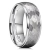 King Will Mens 8mm Silver Hammered Tungsten Rings for Men