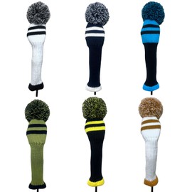 Golf Headcover Knit Driver Wood Cover Knit Material with Conversion Tag Line Single Item (Black FW)