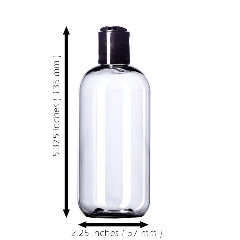 Aromine 8oz Plastic Bottles (6 Pack) BPA-Free Squeeze Clear Toiletries