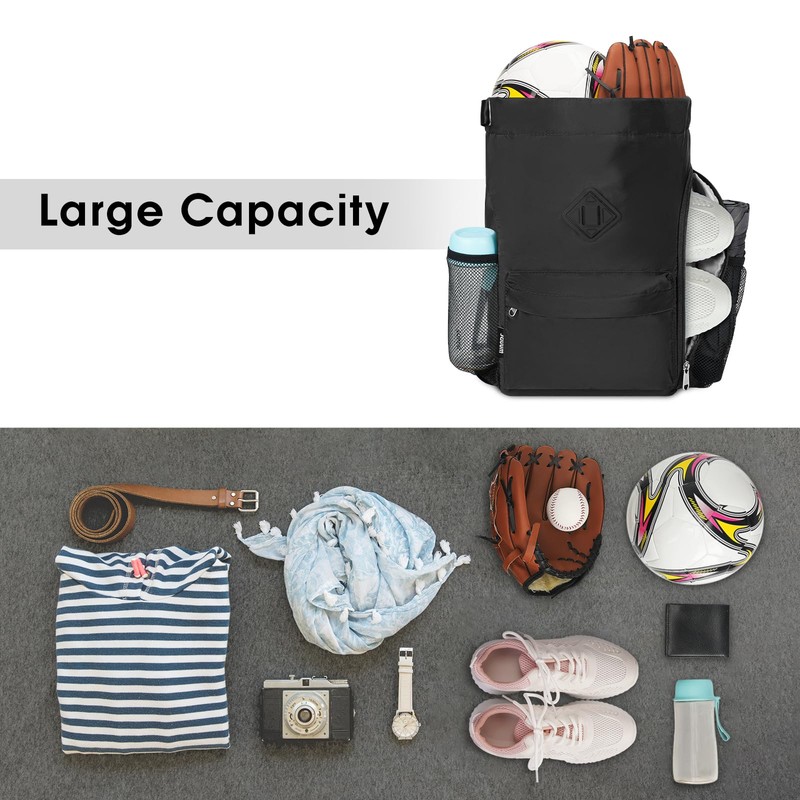 WANDF Drawstring Backpack Sports Bag with Shoe Compartment Water Resistant