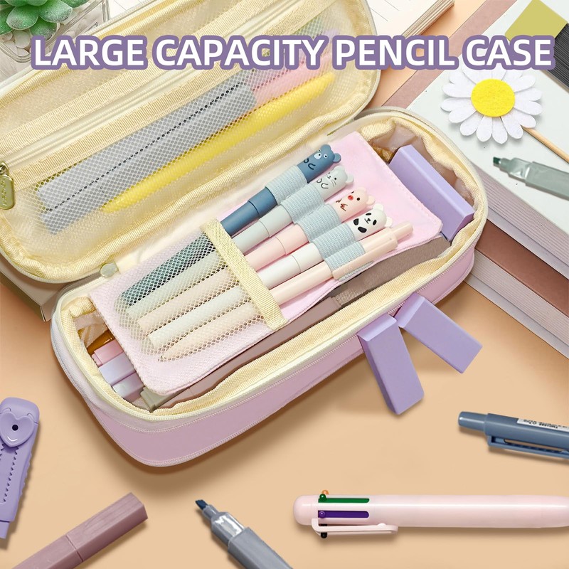 Dacono School Supply Set with Stationery Case, Pastel Highlighters, Gel