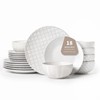 FOBENTA 18 Piece Embossed Dinnerware Sets for 6, Scratch-Resistant Plates