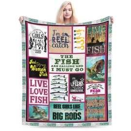 Fishing Blanket Fish Decor Throw Blanket Gifts for Girls Fishing Lover Women Ultra Soft Cozy Fuzzy Plush Fleece Flannel Bedding Fishin Blanket for Boys Kids Men Adults Bed Sofa 40"X50"