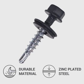 (Pack of 150) Metal Roofing Bolts, 4.8 x 25 mm Painted Self Drilling Screws with EPDM Washers, Sheet Metal Hex Bolt (150, Anthracite Grey RAL 7016)