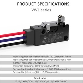 DIYhz Short Hinge Roller Lever Waterproof Momentary Push Button Micro Limit Switch with Line 1NO 1NC SPDT Snap Action Mini Switches 3 Pins 1 Pc ​for Arduino, Appliance and Electronic Equipment