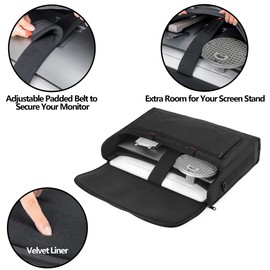 Trunab Monitor Carrying Case 24 Inch Padded Travel Bag Hold Up to 2 LCD Screens/TVs, Not Compatible with iMac, with Accessories Pocket, Shoulder Strap, PU Bottom, Black