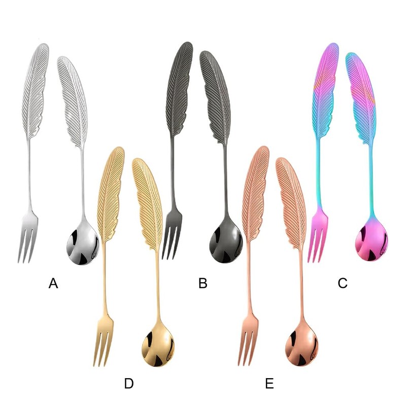 AIXXCUVQ 2pack/lot Metal Spork with Uniform Color Aesthetic Dining Experience