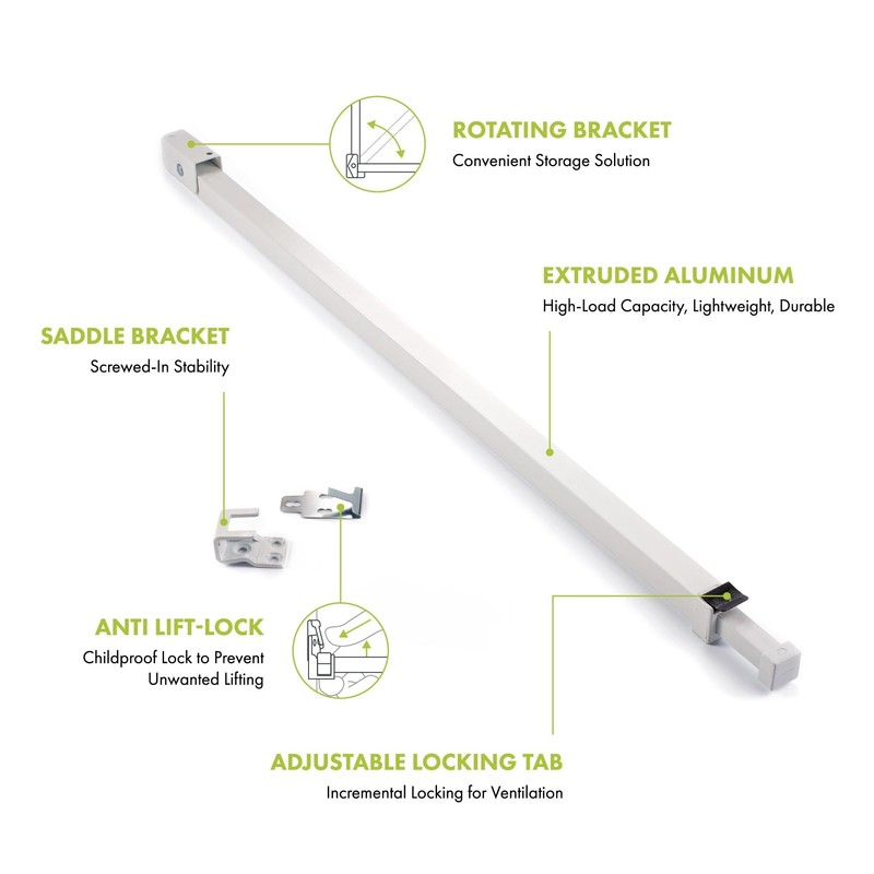 Ideal Security Sliding Door Security Bar with Childproof Lock, Adjustable,