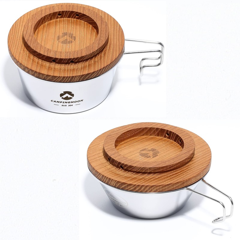 CAMPING MOON S-MG-2P Shela Cup Lid Walnut Solid Wood Coaster