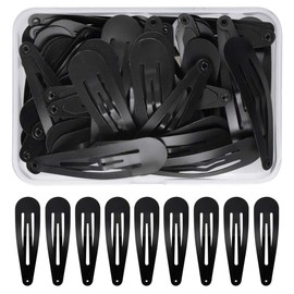 Nivofu 50PCS Black Snap Hair Clips, 5CM Girls Hair Clips Metal, Hair Clips, Girls Snap Hair Clips Metal BB Barrettes, Beauty Hair Accessory, Hairpins, Hair Barrettes for Kids Girls Women (Black)