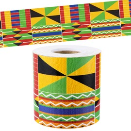 VitalCozy 68.9 Feet Black History Month Bulletin Board Borders Kente Cloth Borders Africa American Bulletin Board Decoration Straight Rolled Border Trim for Classroom School Chalkboard