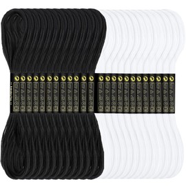 Romon Fili da Ricamo, Fili da Ricamo Bianco e Nero, Fili Cotone Braccialetti, Matassine Punto Croce, Embroidery Floss per Amicizia Braccialetti Mestieri, Fili Punto Croce per Maglieria Punto Croce, 8m