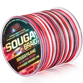 Sougayilang fishing line-320 yards - Abrasion Resistant Braided Lines – Incredible Superline – Zero Stretch – Smaller Diameter – A Must-Have! - Color: Pink White Gray, model/lb: 40LB