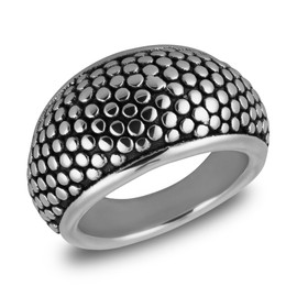 MAX + STONE 925 Sterling Silver Rings for Women | Boho Sterling Silver Cocktail Ring for Women | Anti-Tarnish Beaded Silver Ring | Hypoallergenic Ring in Size 8