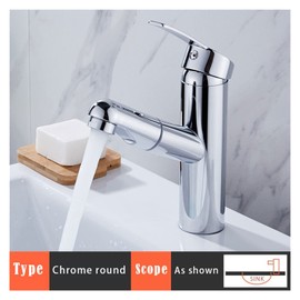 BVAKEIDZE Bathroom Faucet Black Kitchen Tap Pull Out Bathroom Hot and Cold Sink Mixer Tap Stream Sprayer Head Chrome Kitchen Tap(A-96004-C)