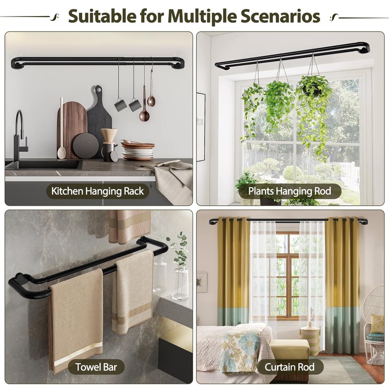 Double Curtain Rods 48 to 84 Inches, HOTOZON Blackout Double