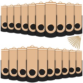 2 GB USB Stick Swivel Flash Memory Drive USB Mmemory Sticks, Pack of 20, Gold