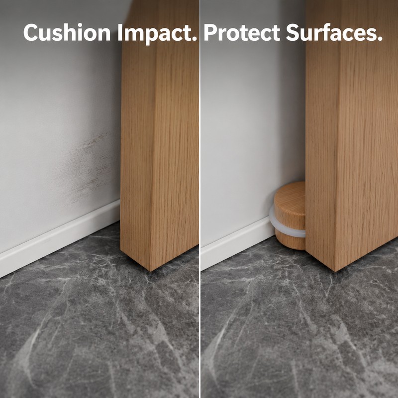 Self-Adhesive No-Drill Door Stopper – Silicone Ring Wall and Furniture