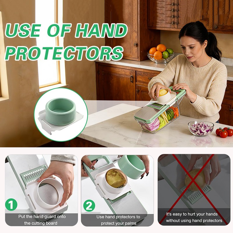 6 in 1 Mandoline Slicer, Hand Guard Vegetable Chopper Cutter