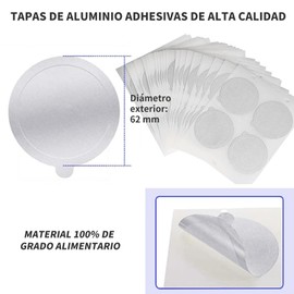 100 Unidades Tapas de Aluminio Reutilizables, Tapas de aluminio sellos, Compatibles con Cápsulas Nespresso VertuoLine, Tapas de Sellado de Aluminio (Podes No Incluidos) 62MM