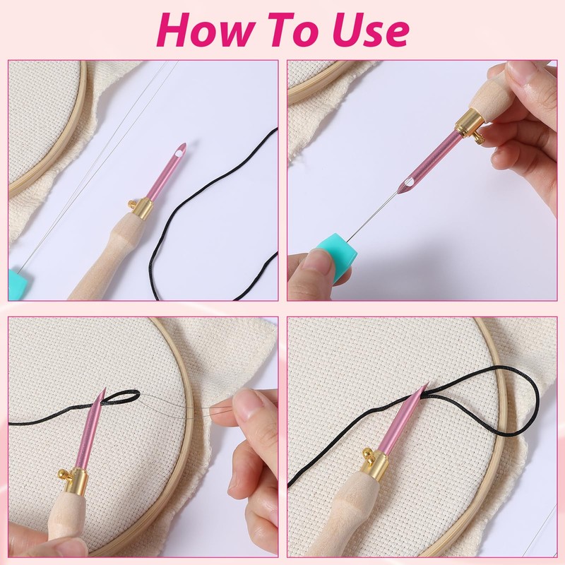 10 PCS Punch Needle Threader 7.87 Inch Long Threader for