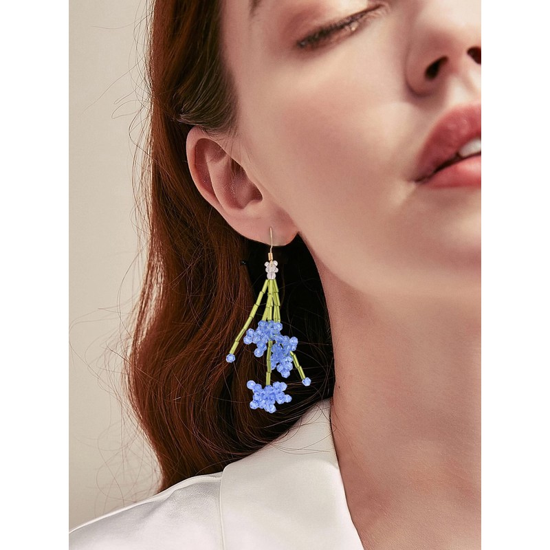 Stocking Stuffers Acrylic Beaded Earrings Creative Multi-layer Hand Woven Flower