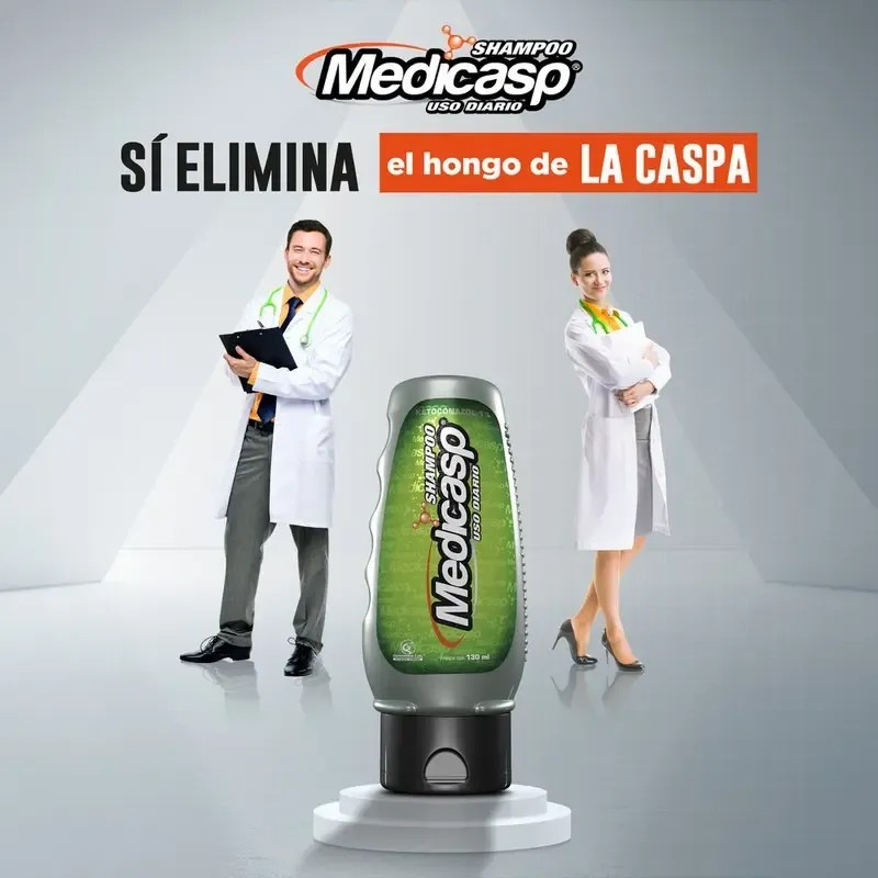Pack x2 Medicasp Shampoo Anti-Caspa con Ketokonazol 1%. Contiene 2