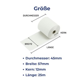 Pokornys 5 Thermal Rolls for EC Cash Devices & Other Till Systems - BPA Free Till Rolls Blank (Width: 5.7 cm - Length: 25 m - Inner Diameter: 1.2 cm - Outer Diameter 4.5 cm)