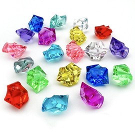 YMCLUB 1200 Pieces Multi-Color Fake Ice Cubes, Plastic Ice Cubes, Fake Diamonds, Gems for Crafting, Slime, Acrylic for Vase Fillers, Wedding, Event Decoration, Arts and Crafts