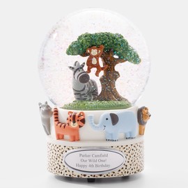 Things Remembered Engraved Safari Animals Musical Snow Globe (Free Customization), Plays Teddy Bear Picnic Music
