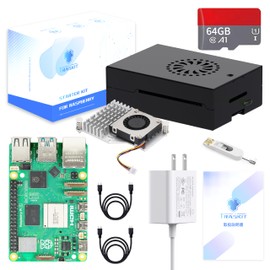 TRASKIT Starter Kit For Raspberry Pi 5 / Raspberry Pi 5 RAM 8GB Technical Compliance Mark - Pre-installed 64GB Raspberry Pi OS (Metal Case)