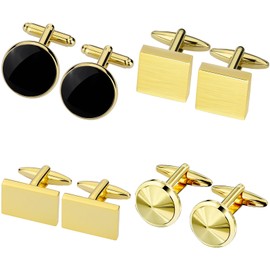 Gold Cufflinks for Men 4 Pairs, TAIGRAMA Cuff Links Mens Set of 4 Unique Gold Cufflinks Suitable for Anniversary Business Wedding