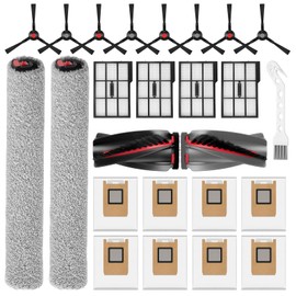 E25 Accessory Kit Replacement Parts Compatible with eufy Omni E25/E28 Robot Vacuum, 1 Set Rolling Brushes, 2 Roller Mops, 4 Filters, 8 Dust Bags, 8 Side Brushes, 1 Cleaning Brush