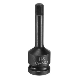 sourcing map 8mm Hex Impact Bit Socket H8 1/2" CR-MO Steel Phosphate Black Impact Drive Hex Bit Sockets Lengthen Hex Screwdriver Socket Adapter for Auto Mechanics Work Repair Maintain