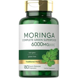 Moringa Oleifera | 180 Capsules | Non-GMO and Gluten Free Supplement | Complete Green Superfood | from Moringa Leaf Powder Healthcare Fitness