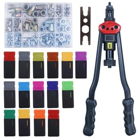 DKwoeshg 16" Rivet Nut Tool Kit - Lever-Style Rivnut Gun with Visual Stroke Indicator, Includes 15 Metric & SAE Mandrels