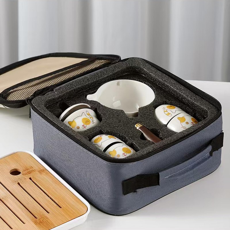 Scizorito Ceramic Portable Travel Tea Set, Chinese Kungfu Tea Set