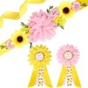 JOYMEMO Pink Yellow Sunflower Baby Shower Maternity Sash Kit -