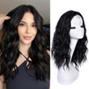 CURLCRAZY Short Wavy Wigs for Women Black Bob Wave Wig
