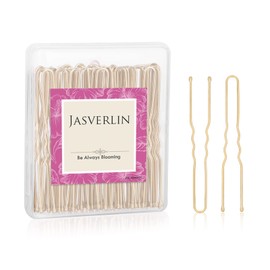 JASVERLIN JASVERLIN U Shaped Hair Bobby Pins Blonde for Buns Maker Hairpins Updos Long Large Curly Waved Hairstyling Clips for Women Girls Ballet Wedding 2.4inch 100pcs