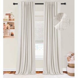 Zeerobee 100% Blackout Curtains for Bedroom 63 inches Long, Linen Blackout Curtains 63 inches Long 2 Panels Set, Thermal Insulated Back Tab/Rod Pocket Curtains for Living Room/Nursery- Beige,W50 X L63