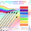 nsxsu Pack of 24 7 in 1 Rainbow Pencils, Wooden