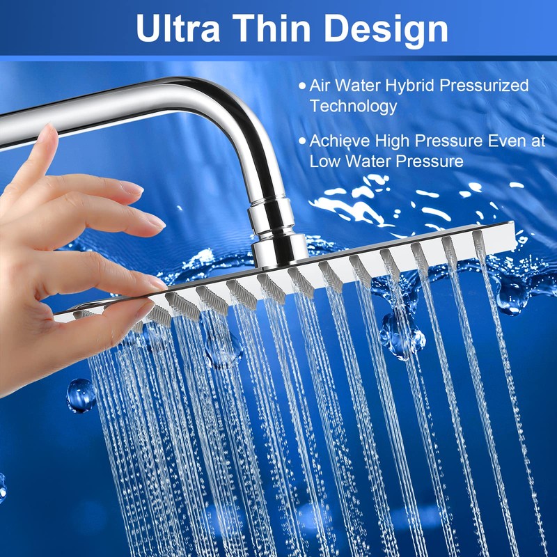 Aiscsc Rain Shower Head - 10 Inch High Pressure Shower