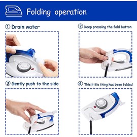 Portable Mini Steam Iron - Handheld Folding Flat Iron for Clothes, Non Stick Sole Plate, Temperature Control, Small Size for Home Travel