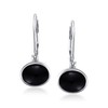 Simple Plain Bezel Set Lever Back Black Onyx Oval Gemstones
