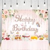 ChloropLastid 10x8ft Pink Floral Birthday Backdrop Rose Gold Glitter Flower