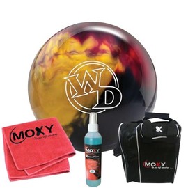 Columbia 300 White Dot Scarlet/Gold/Black Bowling Ball | Moxy Strike Black Bowling Bag | Moxy Red Micro Fiber Towel | Moxy Xtreme Power Cleaner Package 9lbs