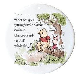SMARTYPANTS Sarcastic Winnie the Pooh and Piglet Christmas Bauble WATERCOLOUR - Novelty Cute Sweet Funny Rude Swear Quote Tree Hanging Home Decoration Ornament Gift Present (Ceramic Prime)